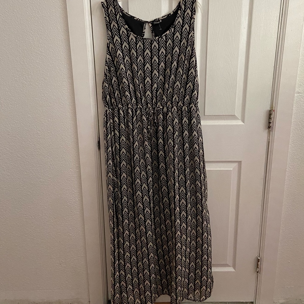 Black and Cream patterned Maxi dress